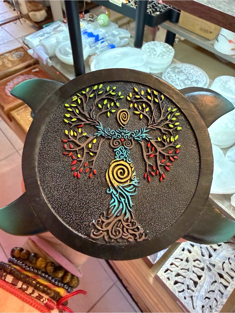 Colorful Tree of Life Decorative Plate - Multicolor